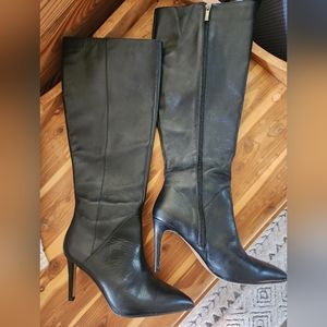 Franco Sarto knee-length black leather boots